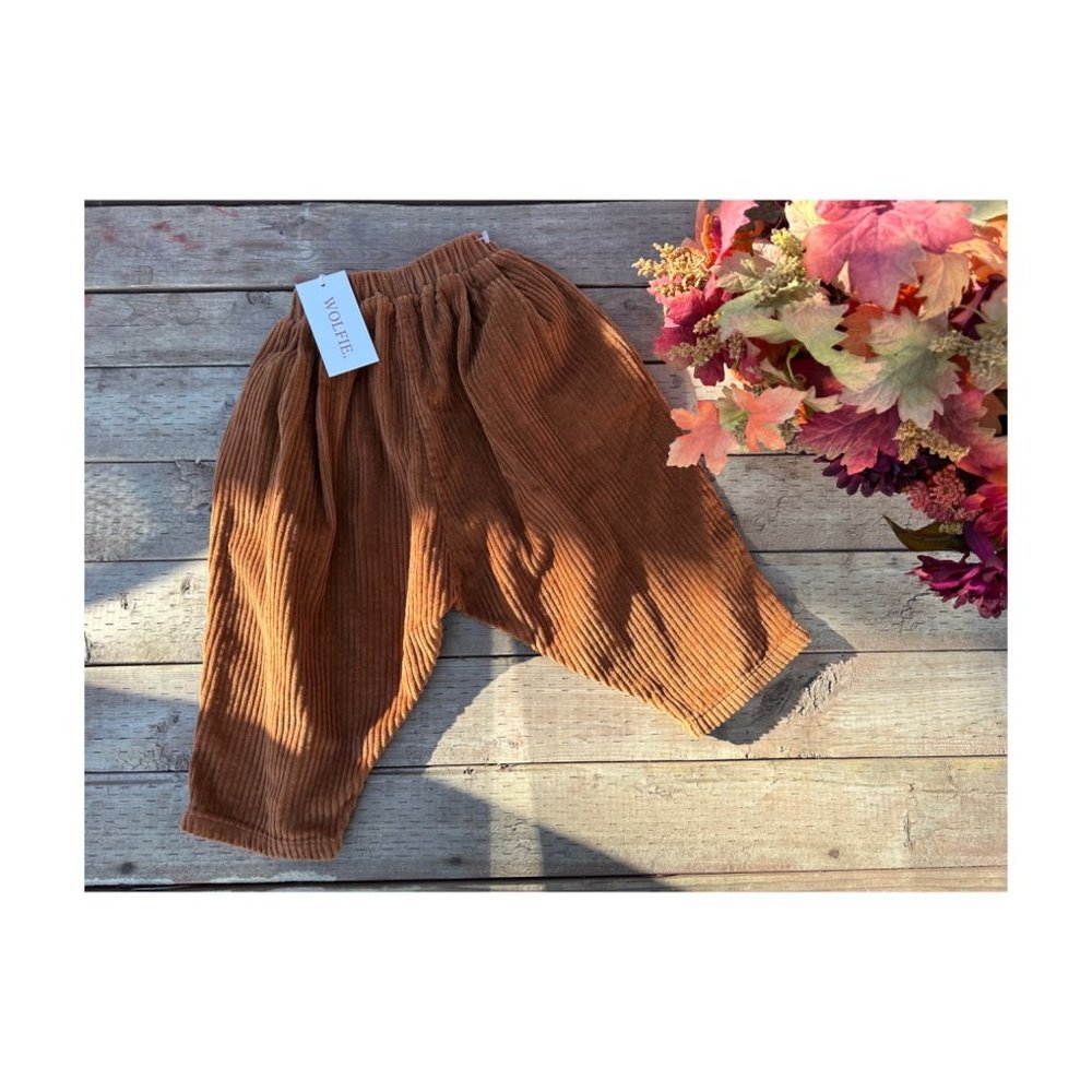 Wolfie Brown Wide Whale Corduroy Trousers NWT Sz 100